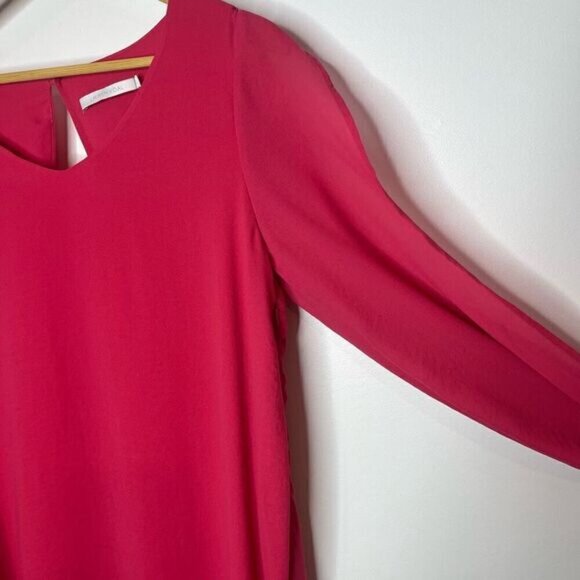 Lauren Vidal Women's Split Long Sleeve Mini A-Line Dress Pink Size Medium - Picture 6 of 13